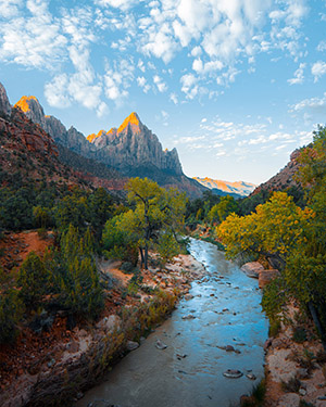 Rocky valley with river and mountains.